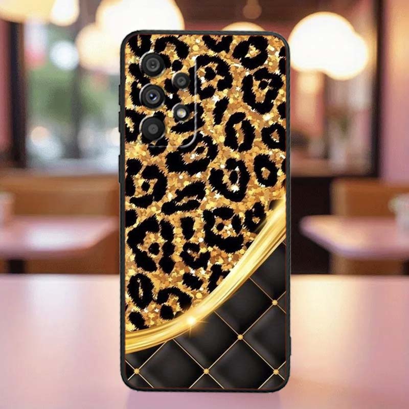 Luxurious leopard print pattern For Samsung A41 A35 A34 A33 A32 A25 A24 A23 A21s A06 A05 A04 A03 Note 10 20 Ultra 5G Black Case