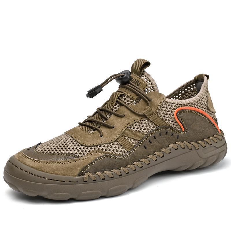 Summer Mesh Breathable Plus Size Men s Genuine Leather Casual Shoes 44