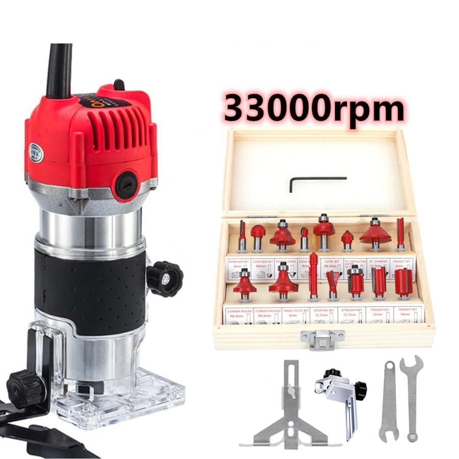 33000RPM Handheld Woodworking Engraving Slotting Palm Router Home DIY Tool Set High Quality Electric Wood Trimmer