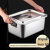 Large Rectangular Stainless Steel Serving Basin with Lid and Handle