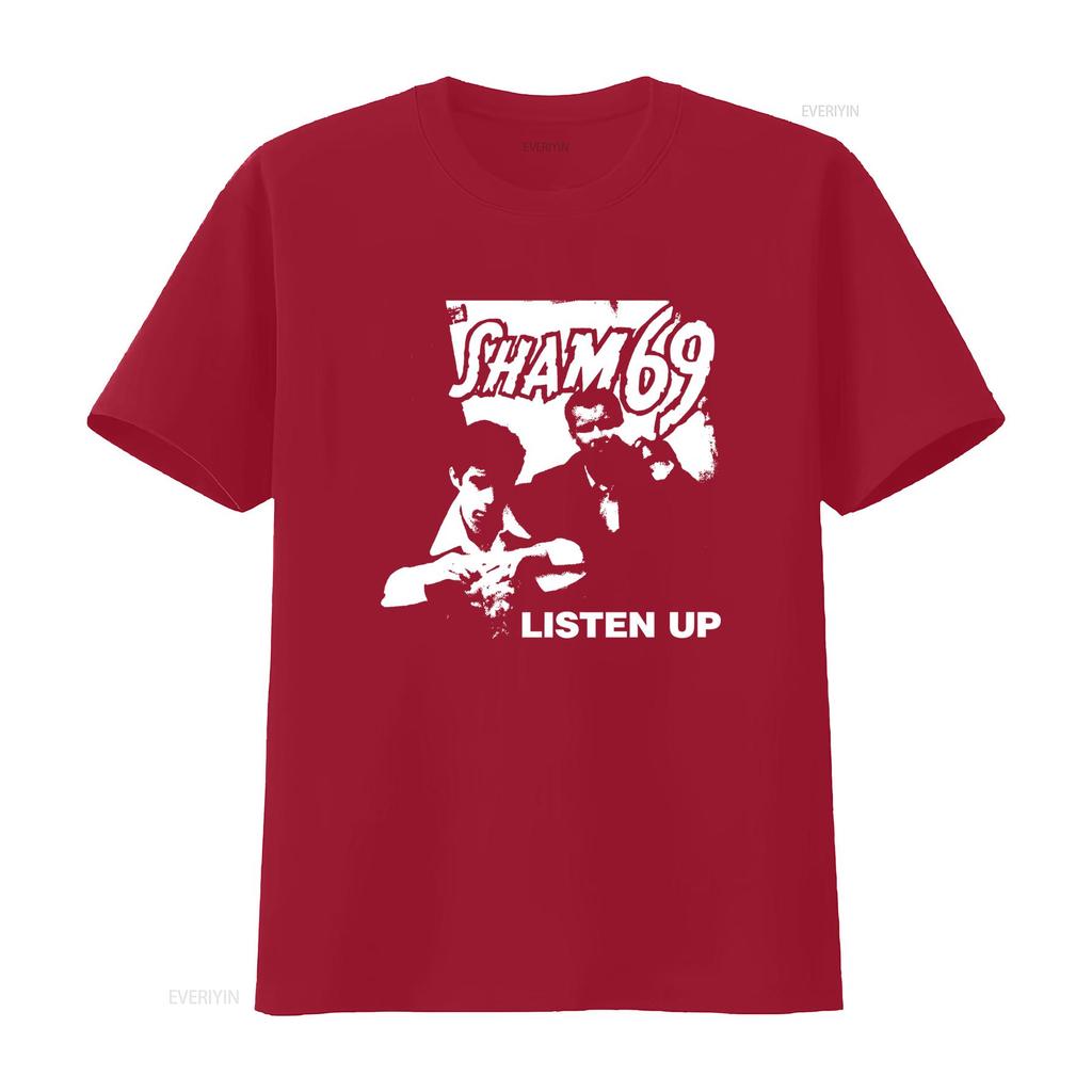 SHAM 69 Banda Británica de Punk Rock Camiseta Listen Up Música Regular vintage Lavada Casual Ligeramente Elegante streetwear Suave
