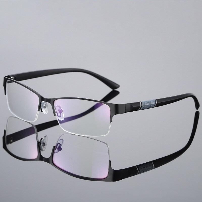 Anti Blue Reading Glasses Men Retro Metal Frame Square Presbyopic Glasses for Business