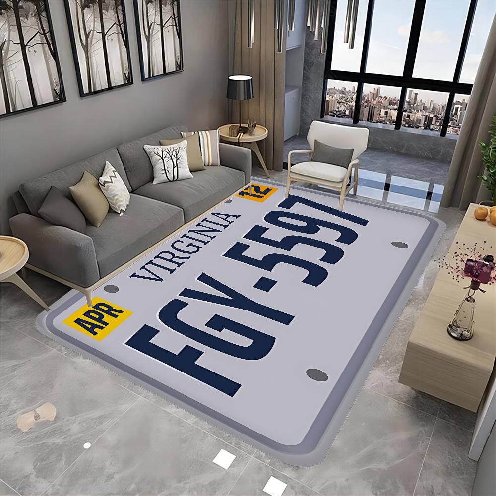 Retro Funny License Plate Number Car Floor Mat Cheaper Anti-slip Modern Living Room Balcony Printed Bedside Mats