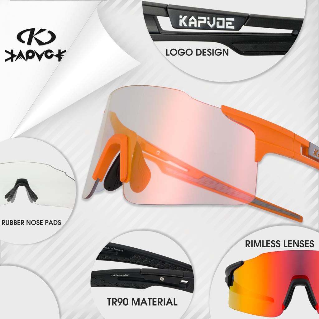 Pochromic Cycling Sunglasses  UV400 Cycling Glasses Outdoor Bike Eyewear MTB Hiking Sports Riding Glasses Bicycle Goggles