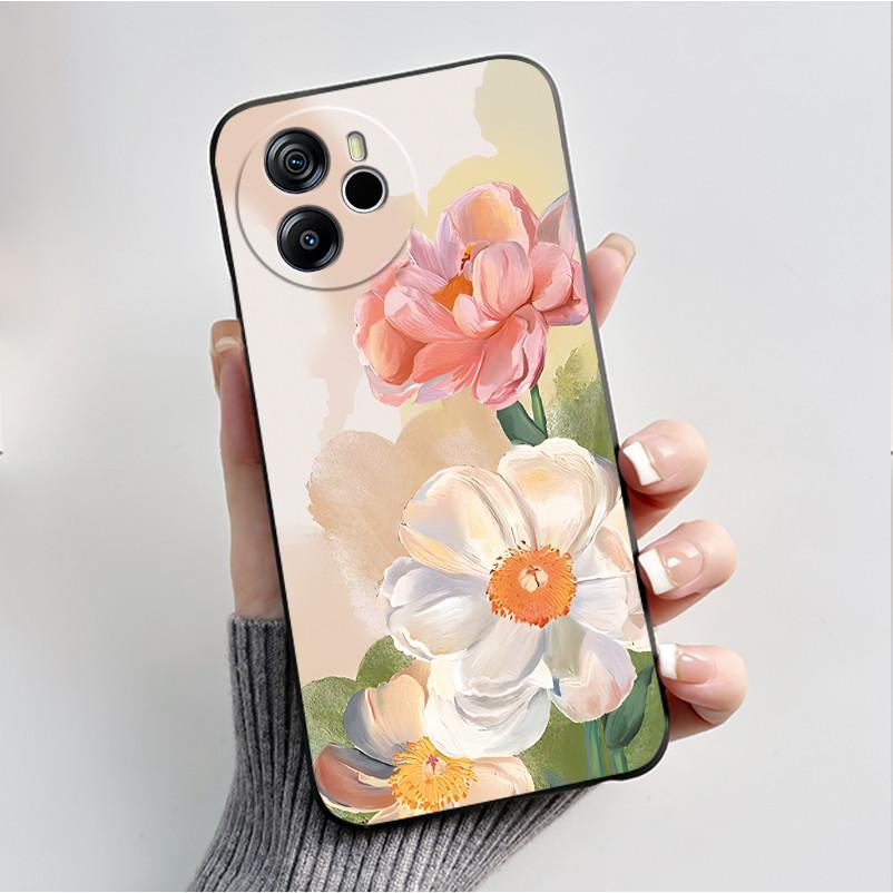 Per Oscal Tiger 12 13 Custodia Moda Farfalla Fiore Nero Morbido Silicone Custodia per Telefono per Blackview Oscal Tiger12 Tiger13 Cover