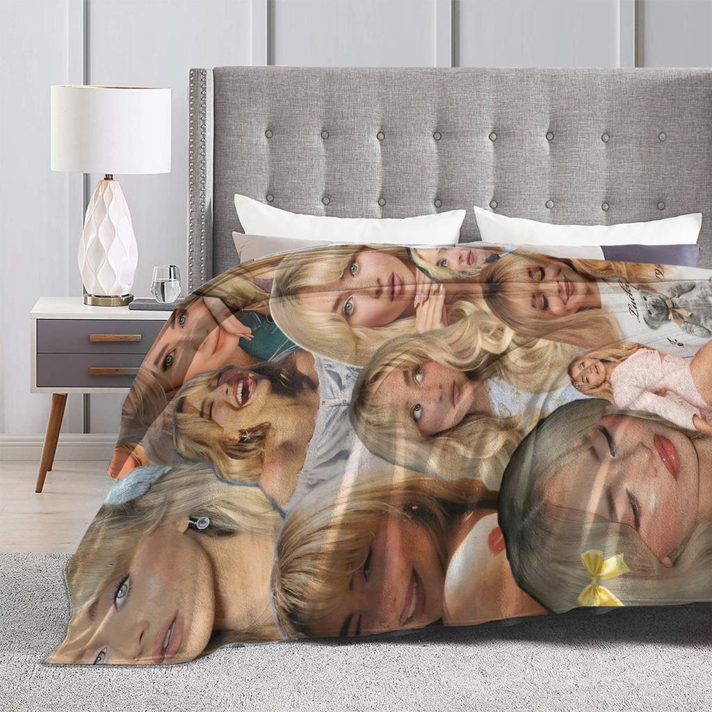 Sabrina Carpenter American Singer Flannel Blankets Warm Soft Throw Blanket for Living Room Camping Funny Bedspread Sofa Cover