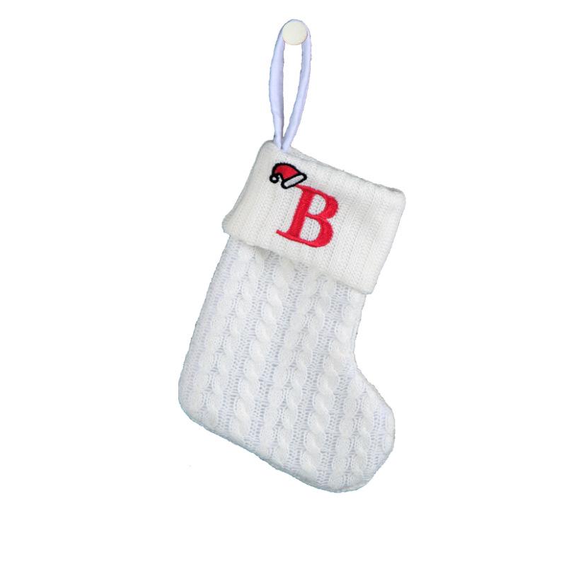 Kids' Embroidered White Knit Christmas Stocking - Holiday Decor
