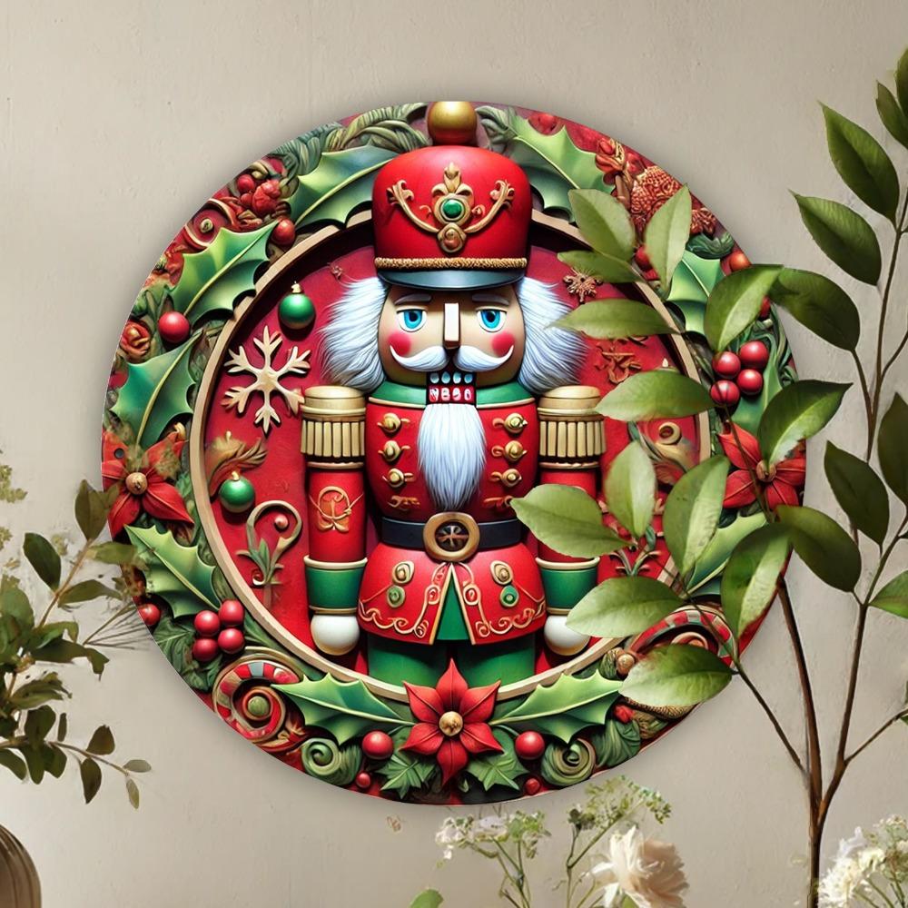 Raumdeko 1 Stück Festlicher Nussknacker Holz Wandkunst, Perfekt für Haustür- oder Wanddekoration, Willkommenstür-Design, Haus Garage Badezimmer Dekoration Vorne