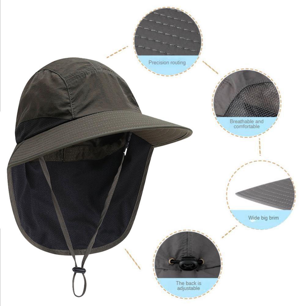 Outdoor Sports Sun Hat Quick-drying Bucket Hat With Wide Brim Neck Cover For Mountaineering Fishing