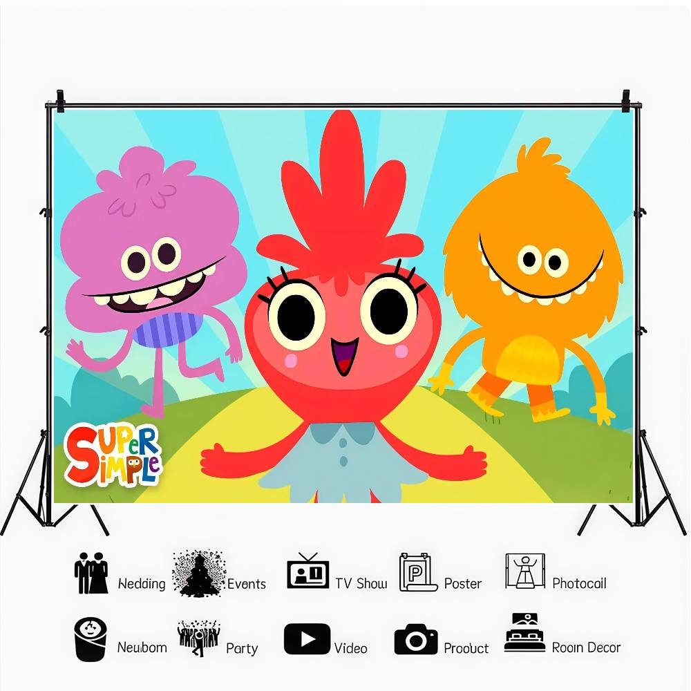 S-Super S-Simple Songs Cartoon Photographic Background, Children's Parties Background, Photo Session Sign