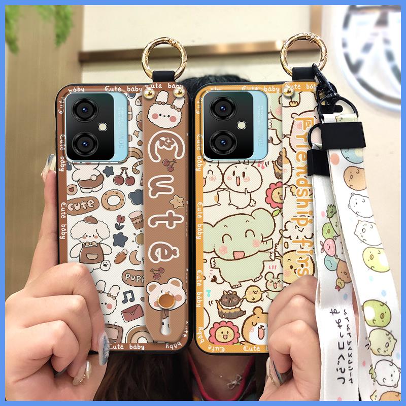 Silicone Kickstand Phone Case For Blackview Oscal C70 Shockproof Phone Holder Ring Lanyard Wristband Fashion Design Cute