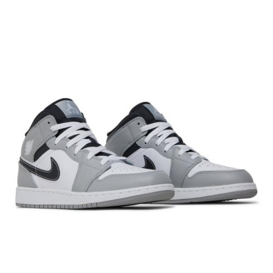 Air Jordan 1 Mid GS Light Smoke Grey Retro Sneakers 554725-078