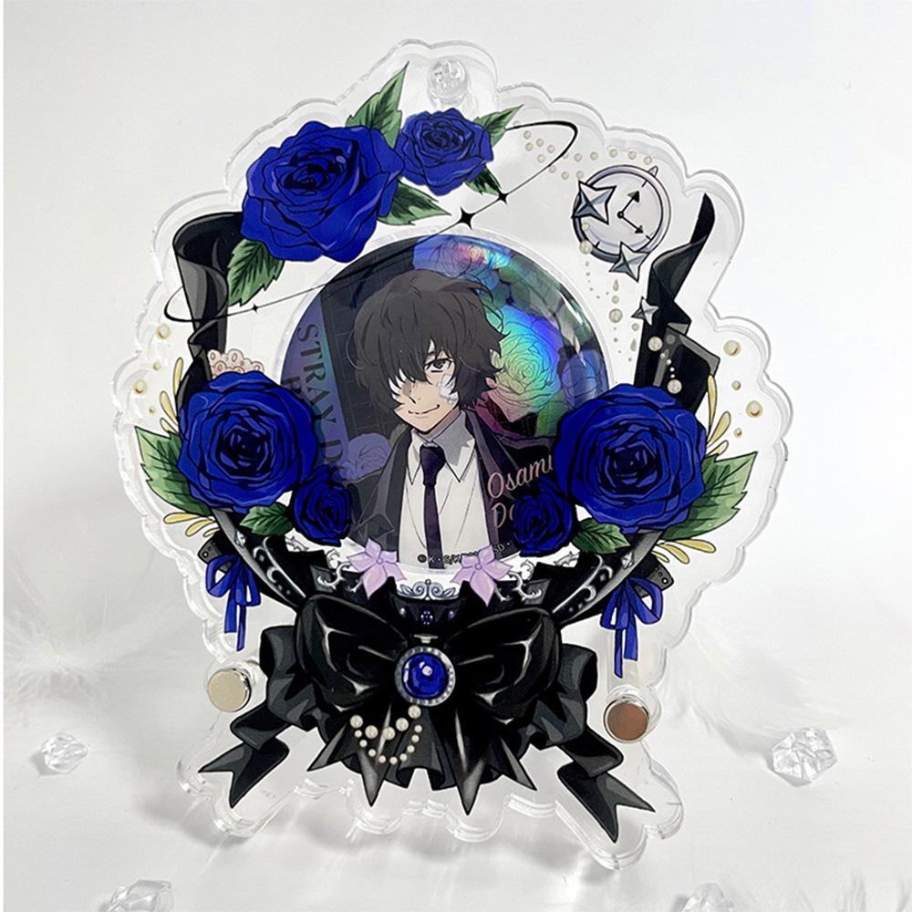 Simple 58/75MM Badge Photo Frame Acrylic Romantic Rose Photo Frame New Desktop Decoration Ornaments Badge Storage Display Stand