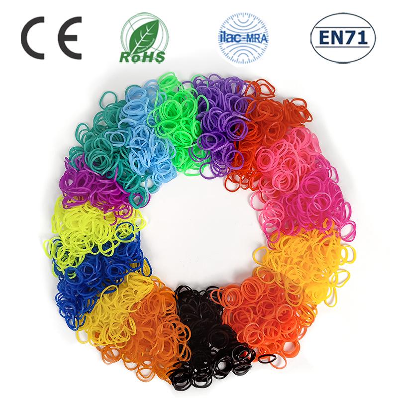 Elastici Arcobaleno in Gomma TPR ad Alta Elasticità da 1,5 cm per Braccialetti Intrecciati Fai da Te per Bambini - Confezione da 500g