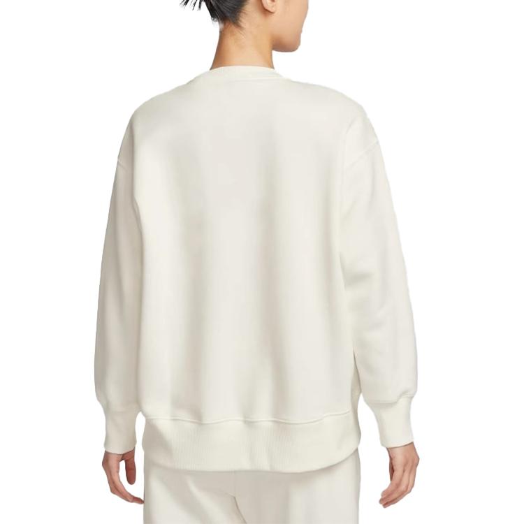 Nike FW24 PHNX FLC OS Long Crew Fleece Series Comfortable Knitted Round Neck Pullover Sweatshirt Women Sweatshirt Off-White FZ4271133