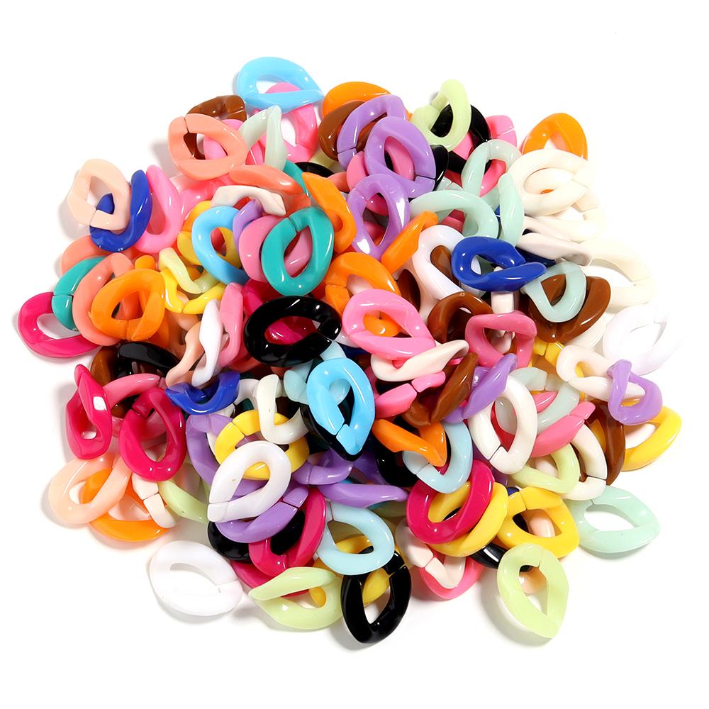 50pcs/Lot Colorful Acrylic Link Chain Buckle Beads For Necklace Bag Chains Connector Clasps DIY Necklace Clothing Jewelry Making