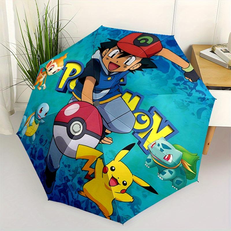 1pc Pokémon Pikachu & Friends Automatic Folding Umbrella - Portable 3-Fold Design with 8-Bone Iron Frame - Outdoor, for Fans, Travelers, Everyday