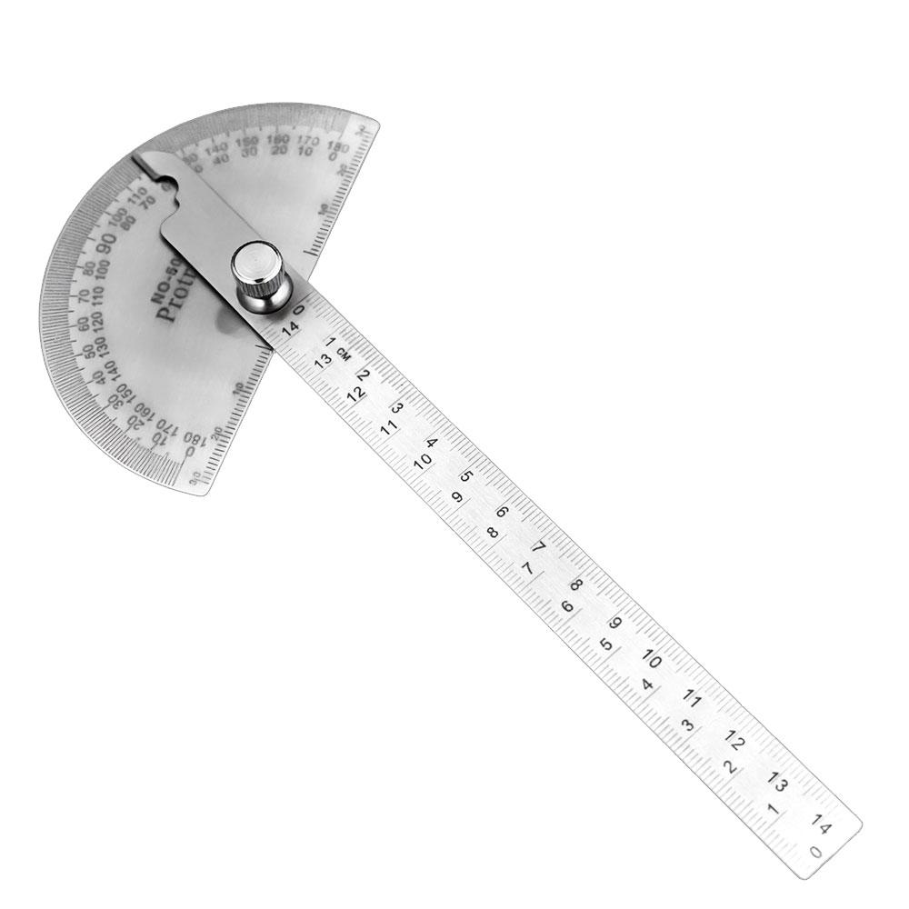 Rapporteur d'angle Mesure Rapporteur Règle Détecteur de métal 180 Degrés Jauge Goniomètre Acier Inoxydable Travail du bois Outil de Mesure du Bois