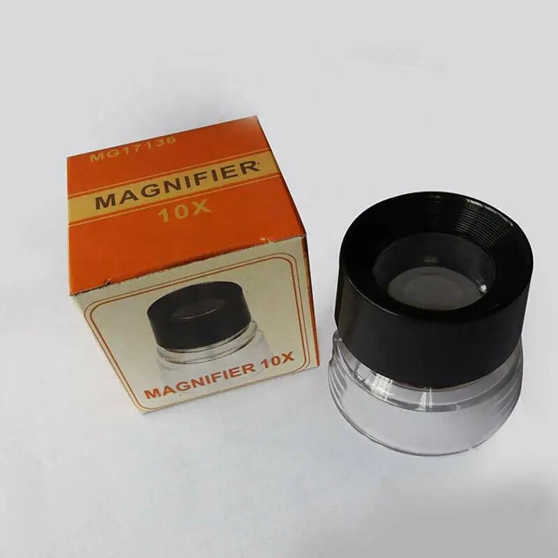 10X Cylinder Desktop Mini Magnifier Textile Printed Stand Acrylic Loupe Watch Repair Hand Magnifier jewelry Loupe