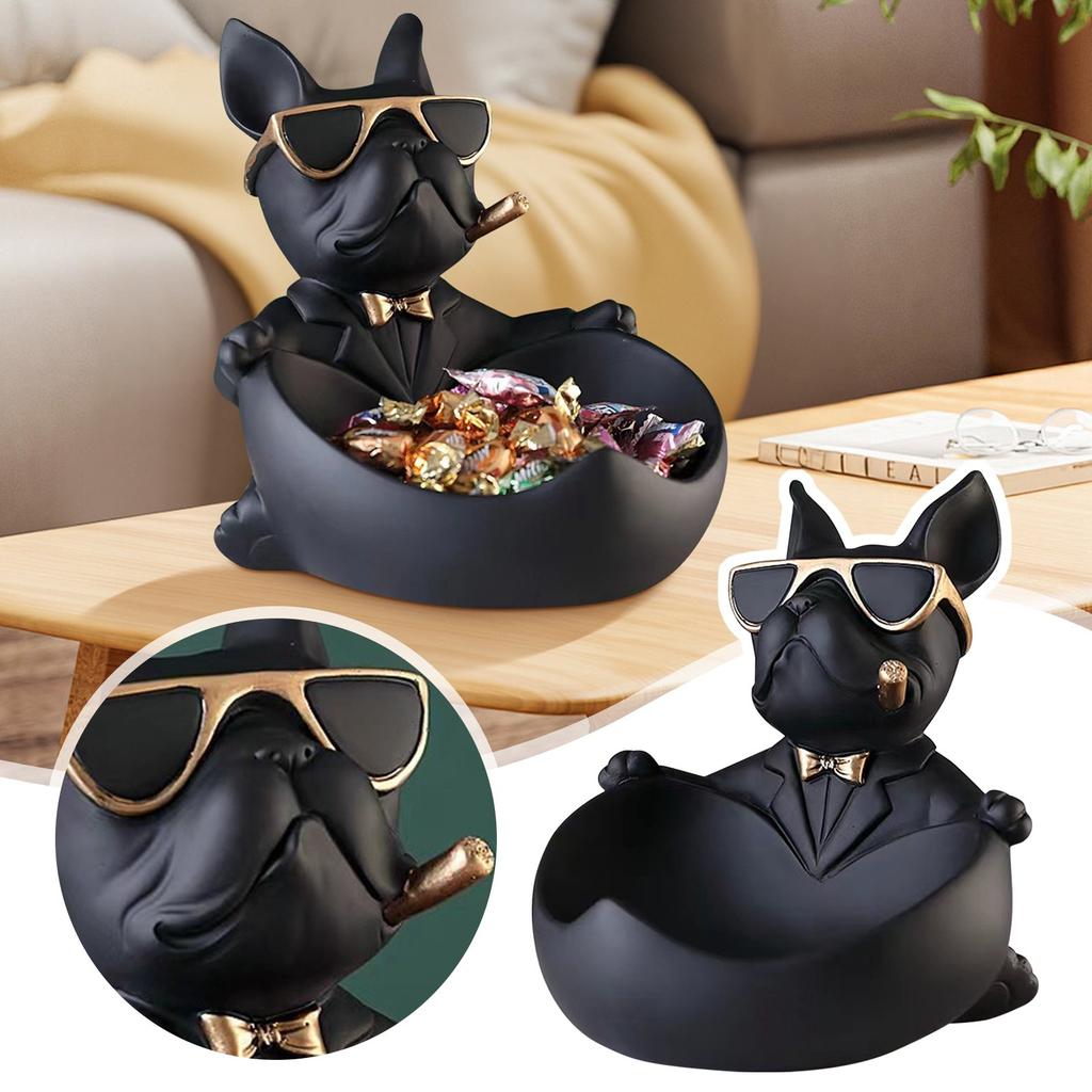Animal Statue Room Modern Storage Basket, Small Accessory Decoration Rack, Candy, Dog With Tray