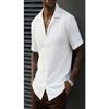Camisa Jacquard Casual para Hombre con Cuello de Solapa de Manga Corta y Botones