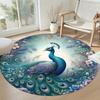 Peacock Round Office Rug Design for Study Room Decorate Room Balcony Living Rooms Anti-slip Round Rug Decorate Offices Wedding Party Gift