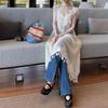 Urban Wave Beige Mohair V-Neck Lace Camisole Dress - Spring Collection