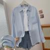 New Korean Simple and Breathable Design Slightly Transparent Shirt, Light and Loose Casual Lazy Style Shirt In Summer