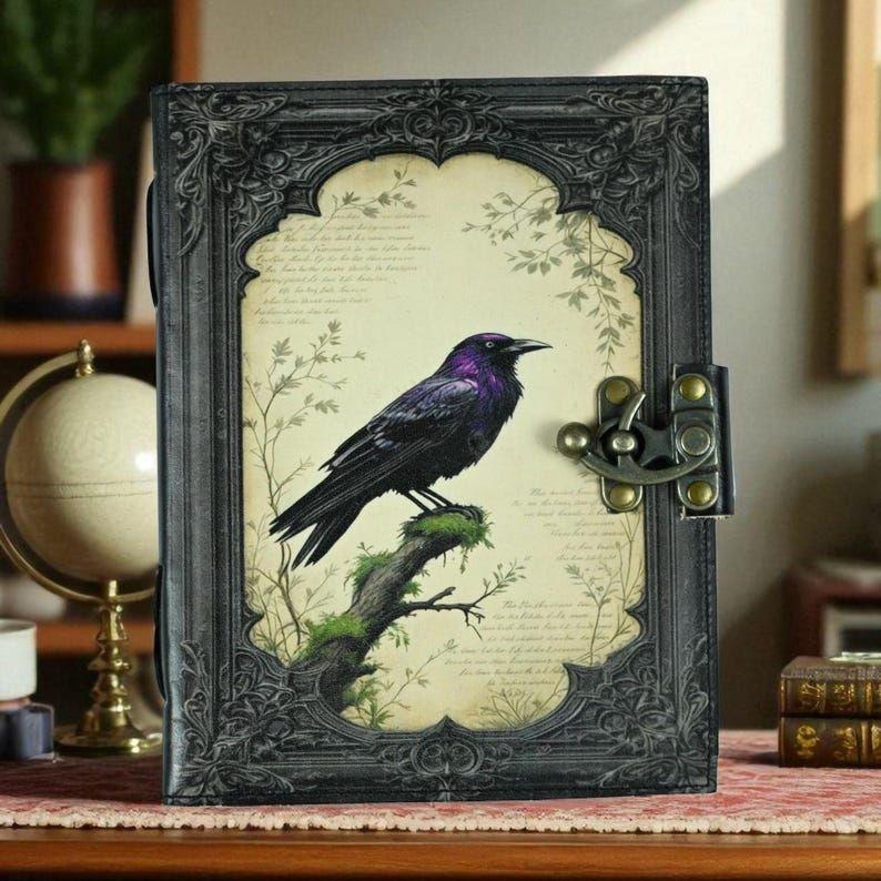 

Leather Grimoire Journal | Book of Shadows | Handmade Deckle Paper | Gift for Witches, Him or Her 8 x 6 in