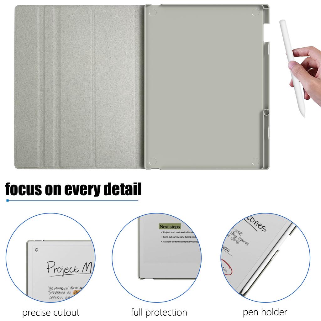 Hülle für Remarkable Paper Pro 11,8 Zoll ( 2024), mit einem 360-Grad-Drehständer und Stifthalter.