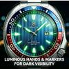 Business Mens Analog Watches Wateproof Diving Watch Luminous Dial Steel Band Daily Calendar Quartz Watch