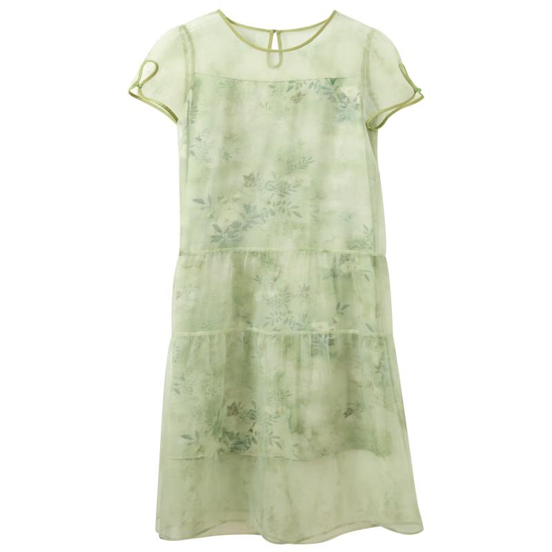 

Платье-трапеция Sancai в новом китайском стиле с цветочным принтом XL