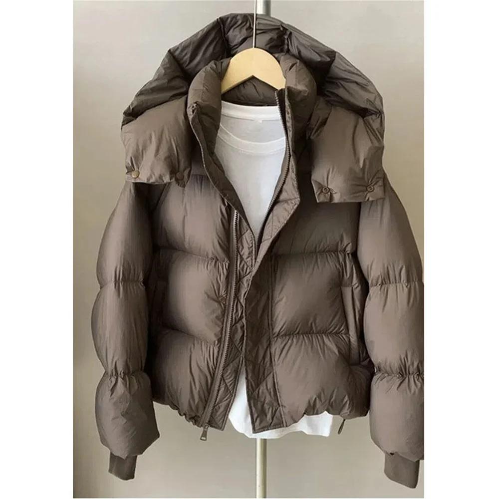 Hooded Down Cotton Overcoat Female Loose Casual Warm Parkas Outerwear 2025 New Autumn Winter Jacket Women Fashion Lightweight