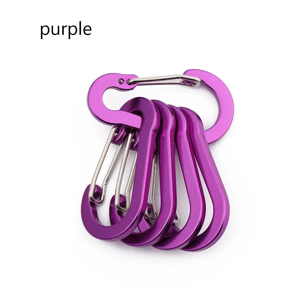 5pcs Tools Carabiner Outdoor Backpack Camping Climbing Fishing Hook Keychain Snap Clip Multi-Use Aluminum Alloy Lock Buckle