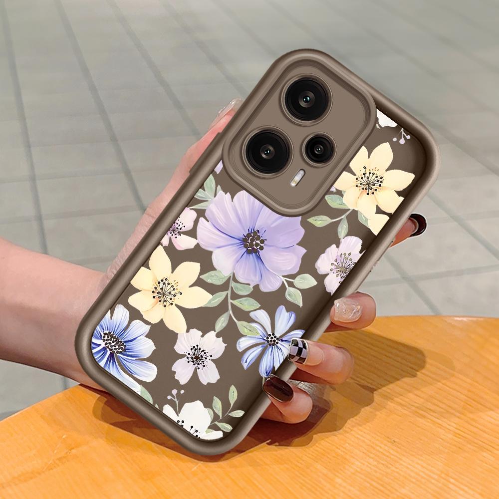 

Мягкий силиконовый квадратный чехол с рисунком лестницы для телефона, полное покрытие, противоударный защитный резиновый чехол для камеры для Xiaomi Redmi Xiaomi Poco M5S коричневый