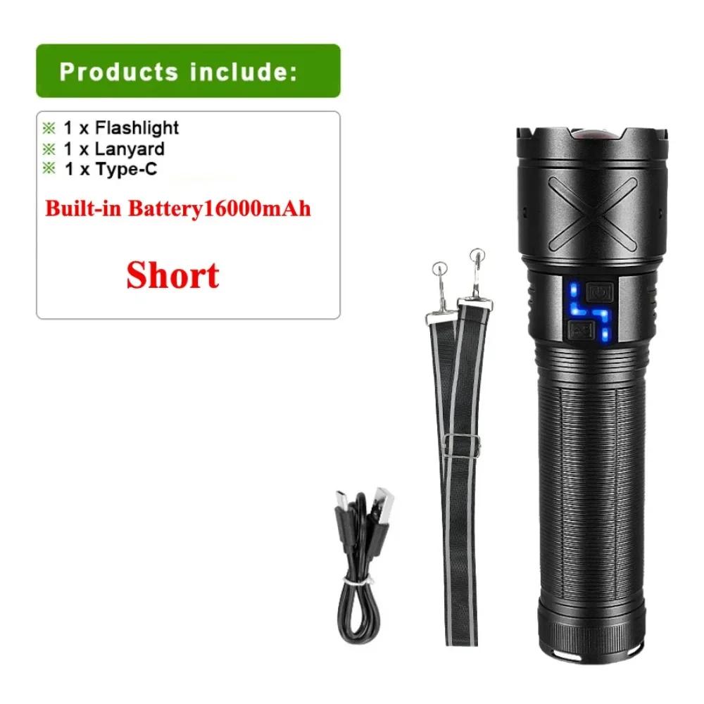 

High Brightness High-power LED Flashlight with Built-in Battery, Rechargeable Zoom Flashlight, Outdoor Camping Light short-1200mah*8