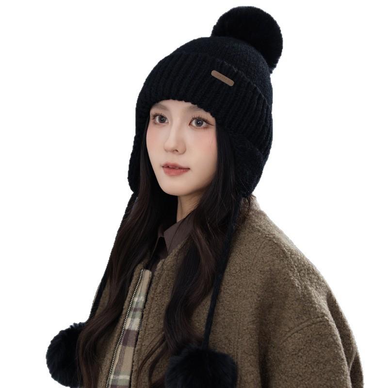 Sweet and Cute Patch Knitted Wool Hat Autumn and Winter Outdoor Travel Cold and Warm Hat Versatile Face Showing Small Pullover Hat