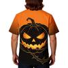 Men's Halloween Print V-Neck Short Sleeve Pocket Scrub Top for Caregiver Uniform