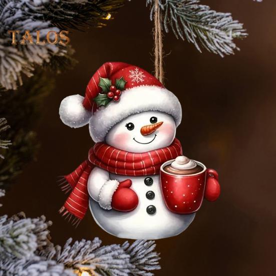 תליון אייל הצפון של סנטה קלאוס קישוט תלייה חגיגי לעץ חג המולד קישוט סנטה קלאוס מצויר מאקריליק למחזיקי מפתחות חלונות תיקים