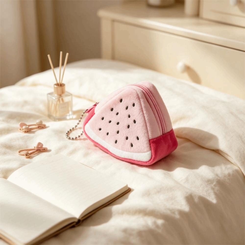 Soft Plush Earphone Bag Zipper Pouch Mini Purse Storage Bag Plush Coin Purse Daily Use