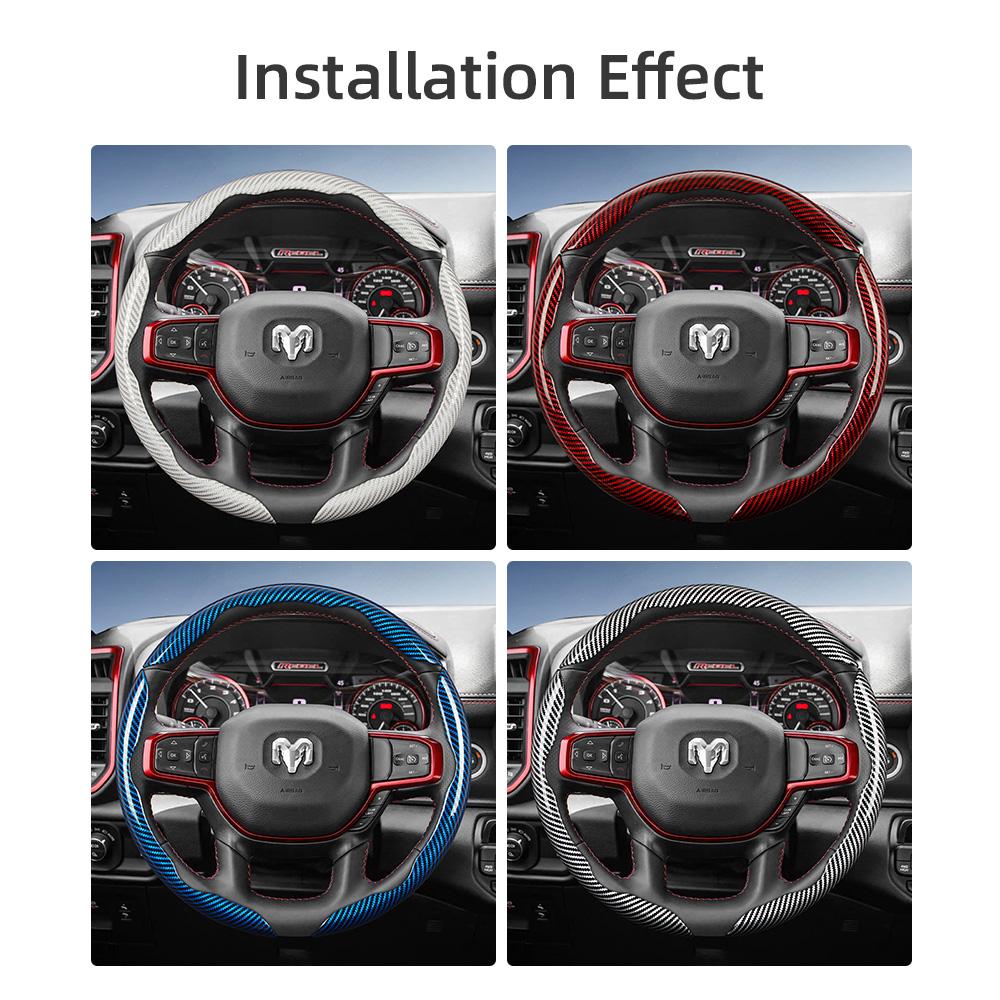 Suitable for Ram Carbon Fiber Texture Steering Wheel Cover with Segmented Quick-Release Design, Durable, for Pickup Promaster Rampage 1500 2500 3500 4