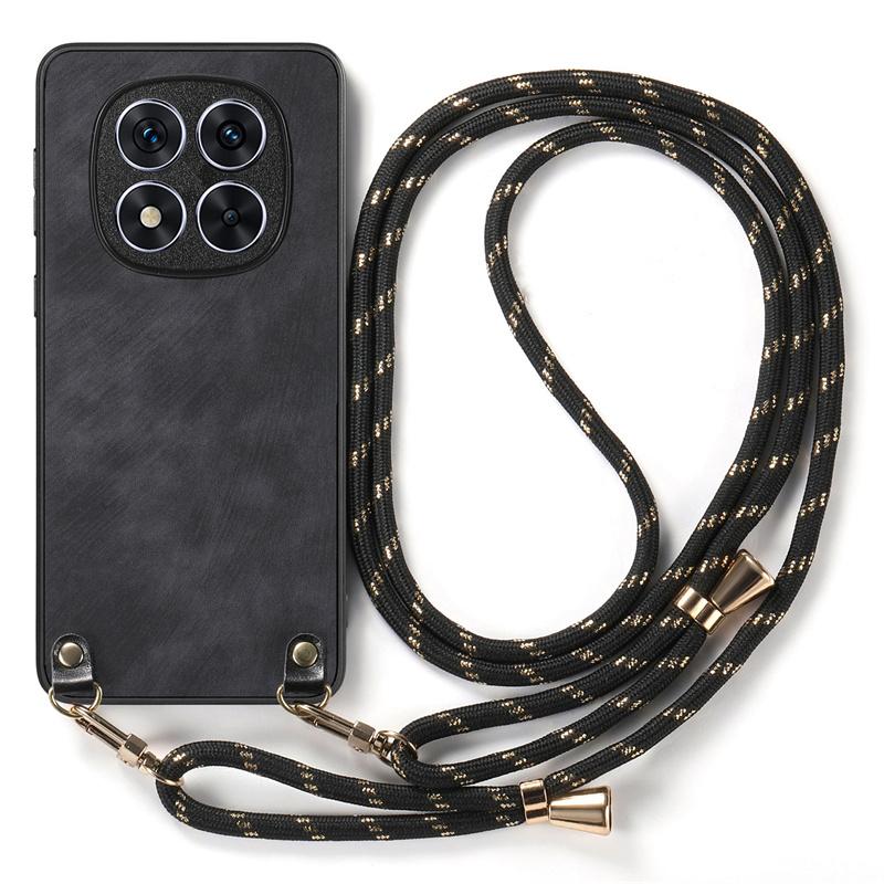 Leather Adjustable Crossbody Strap Case for Xiaomi Redmi Note 14 Pro Plus Detachable Lanyard Cover for Redmy Note14 Note14pro+