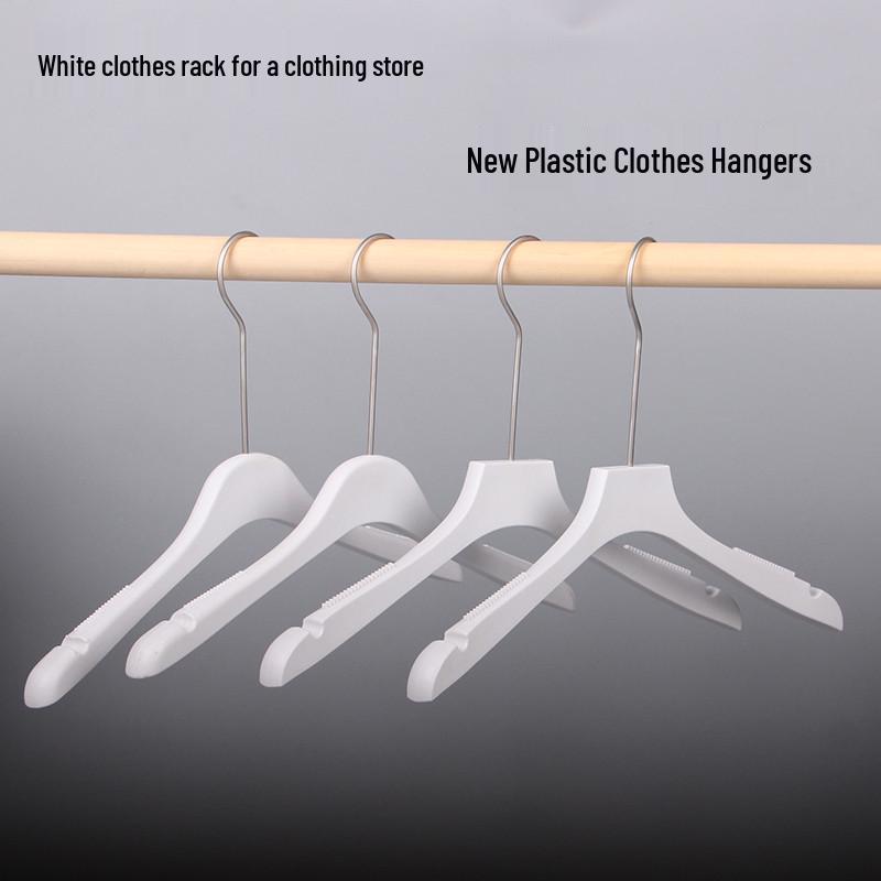White Plastic Women's Clothing Hanger with Pant Clips for Live Streaming and Household Use