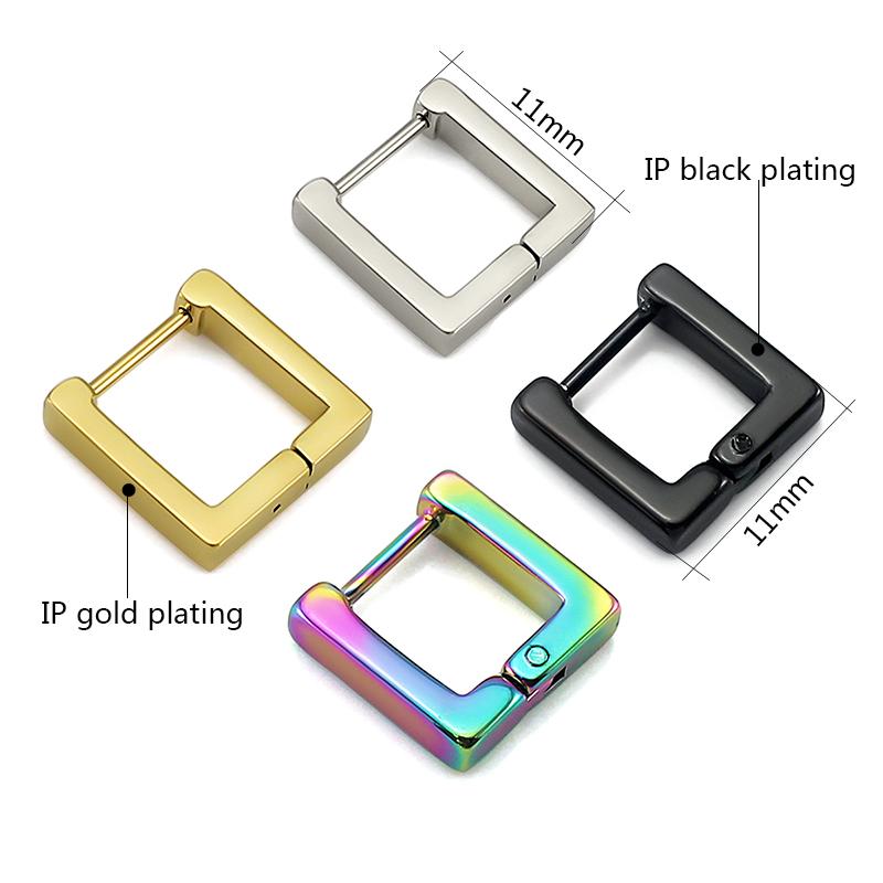 Surgical 316L Stainless Steel Heart Square Rectangular Geometric Stud Earrings For Women Men Boys and Girls Body Piercing Huggie