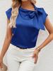 T-shirt da donna in raso con colletto a fiocco e design di nicchia