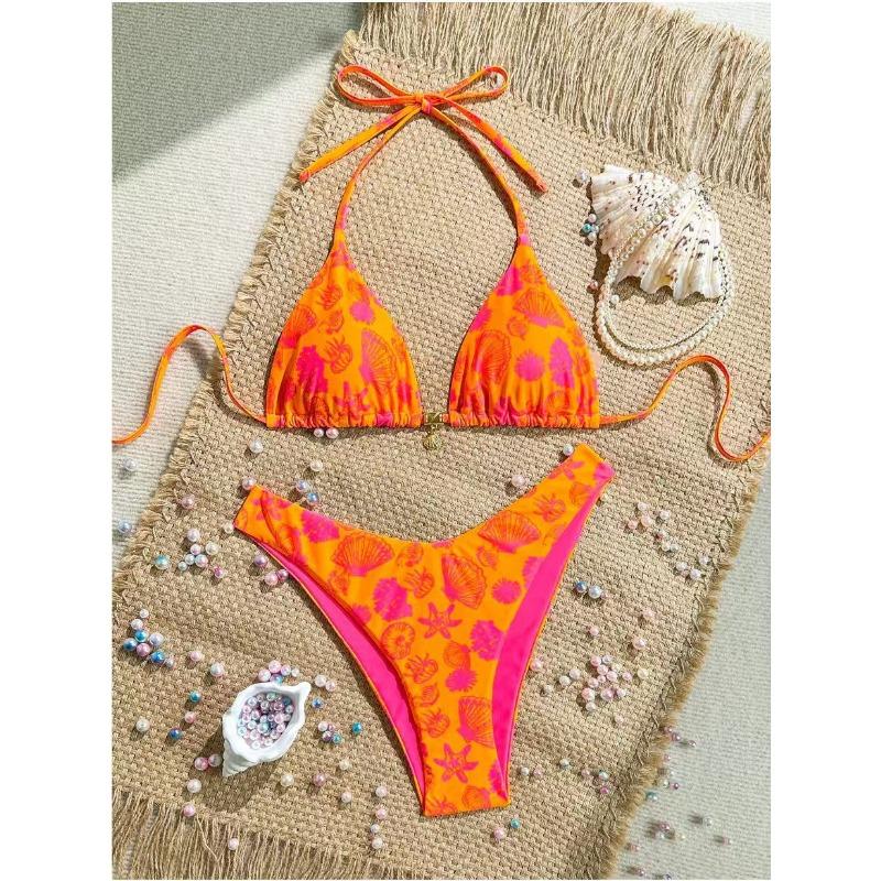 Women S Sexy Split Thong Bikini Swimsuit With Tie