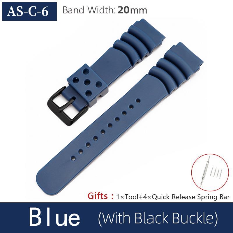 Cinturino in Silicone da 22 mm per Cassa SKX007 SKX009 SRPD55K1 Cinghie in Gomma Morbida Cinturino da Polso Se.i.ko Mod Parti Blu/Nero/Arancione
