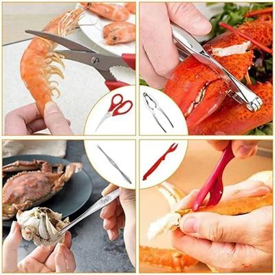 19Pcs/Set Crab Shrimp Fruit Pliers Fork Spoon Seafood Tool Set Nut Walnut Lobster Crab Cracker Tools Kitchen Accessories