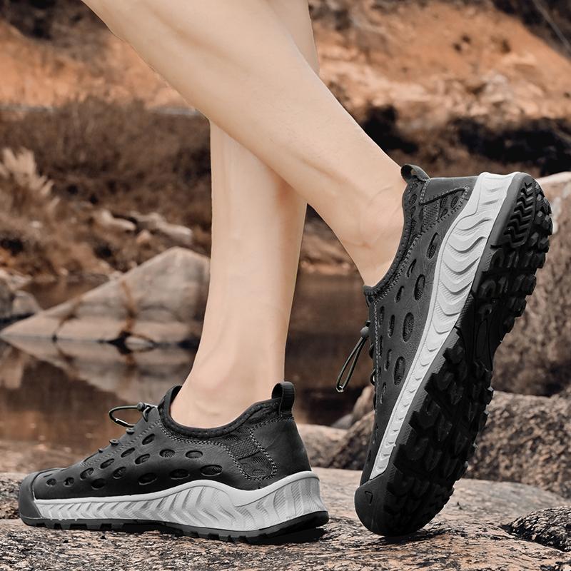 38-46 Summer Men's Large Handcrafted Mesh Breathable Hole Shoes Outdoor Casual Running Shoes Hiking Shoes