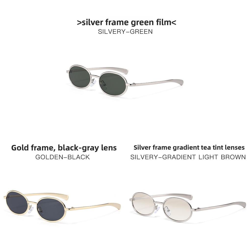 Vintage Metal Oval Sunglasses With Uv400 Protection For Fashionable Men And Women